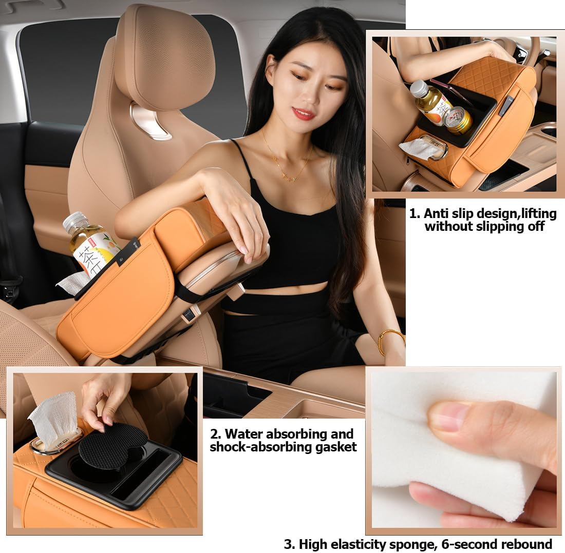 Premium Car Armrest Organizer With Cup Holders & Storage Compartments