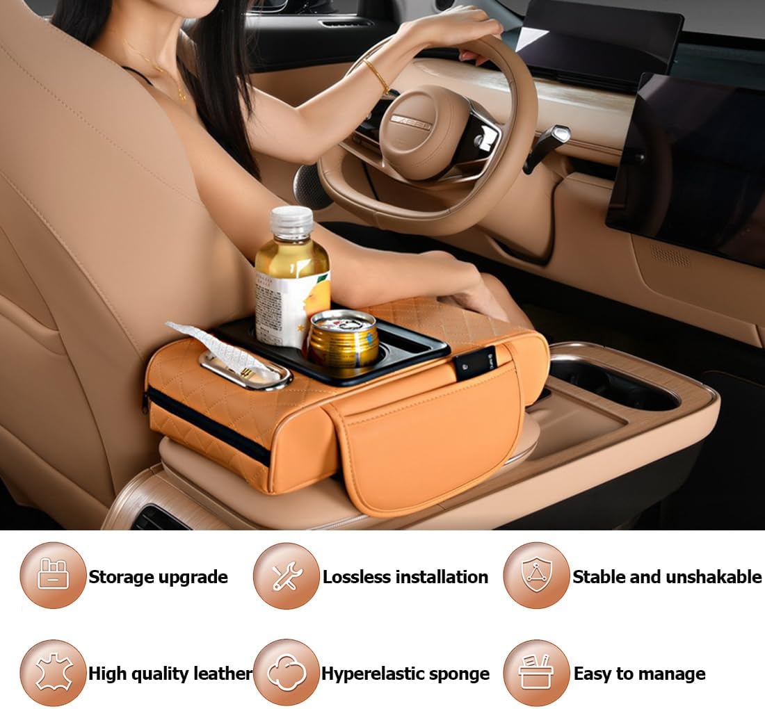 Premium Car Armrest Organizer With Cup Holders & Storage Compartments